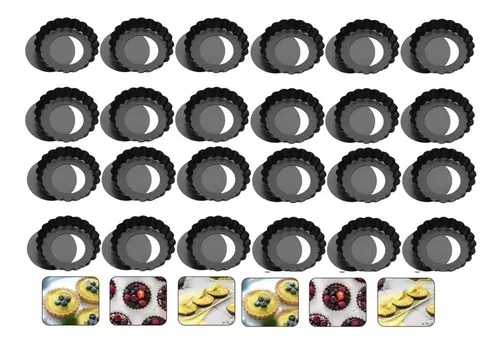 Pack X24 Moldes Tartaleta Desmontable Tarta Individual 8cm-1