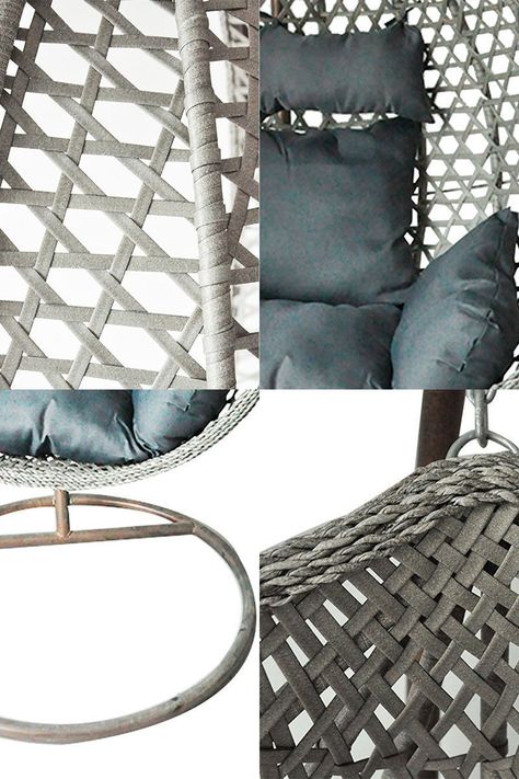 Silla Colgante de Ratán malla Novahus gris-4