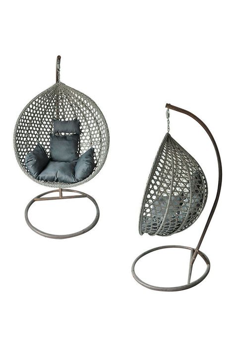Silla Colgante de Ratán malla Novahus gris-3