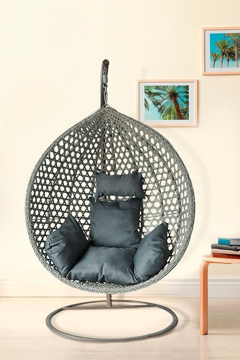 Silla Colgante de Ratán malla Novahus gris-1