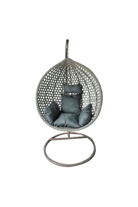 Silla Colgante de Ratán malla Novahus gris-0