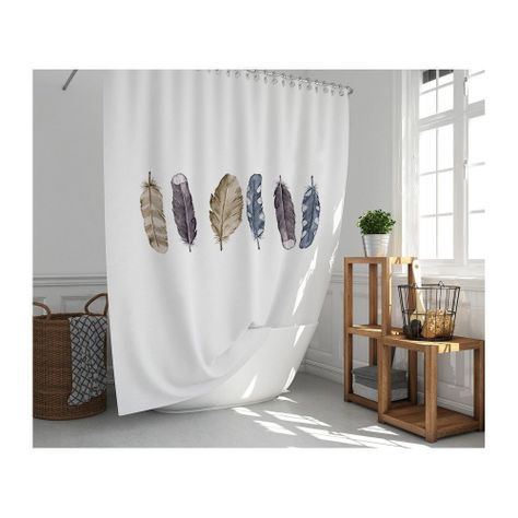 Cortina de Baño Plumas Grises-1