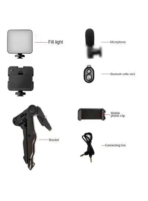Kit De Grabación Con Micrófono Luz Led Y Soporte Trípode-2