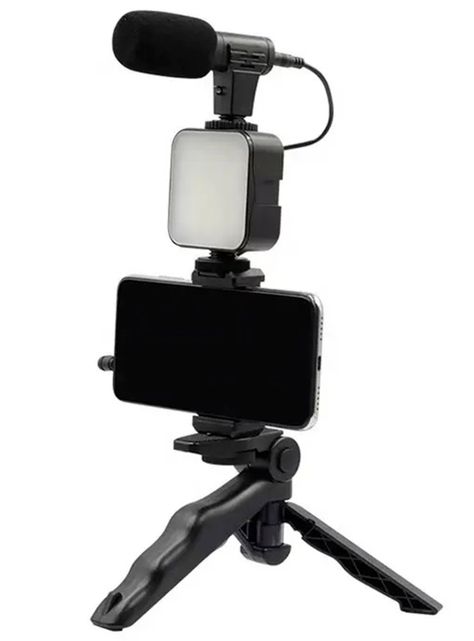 Kit De Grabación Con Micrófono Luz Led Y Soporte Trípode-1