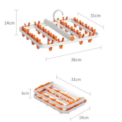 Colgador De Calcetín Y Ropa Interior 24 Clips Plegable-4