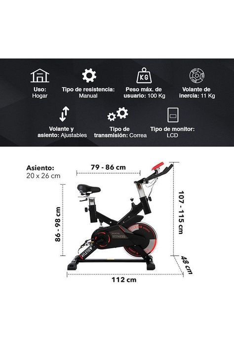 Bicicleta Spinning Atletis 702 Volante Inercia 11 Kg Negro-2