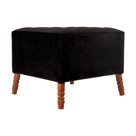 Pouf  Alejandro Diseño Negro Felpa 54x54x44 cm Máxima Design-1