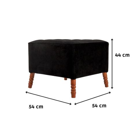 Pouf  Alejandro Diseño Negro Felpa 54x54x44 cm Máxima Design-3