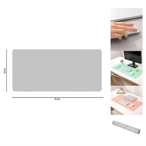 Mouse Pad Alfombrilla Escritorio Grande 70x35 Cm Unicolor   (gris)-1