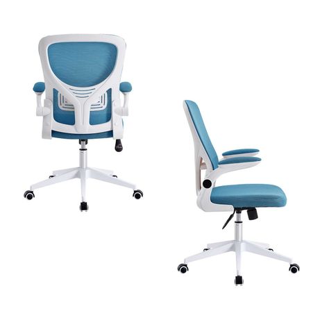 Silla de Oficina con Reposa Brazos Azul-3