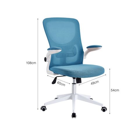 Silla de Oficina con Reposa Brazos Azul-2
