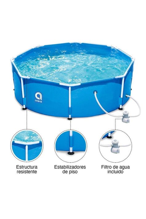 Piscina con Filtro 6125 L 76x360 cm Celeste-3