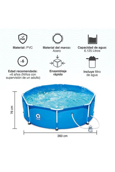 Piscina con Filtro 6125 L 76x360 cm Celeste-2