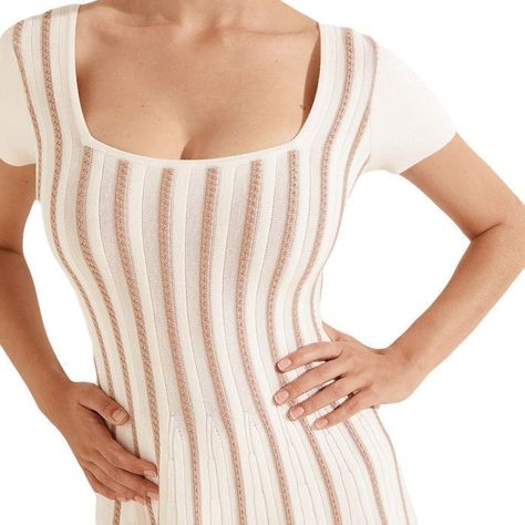 Vestido Square Nk Leti Flare Dress Blanco Guess-2