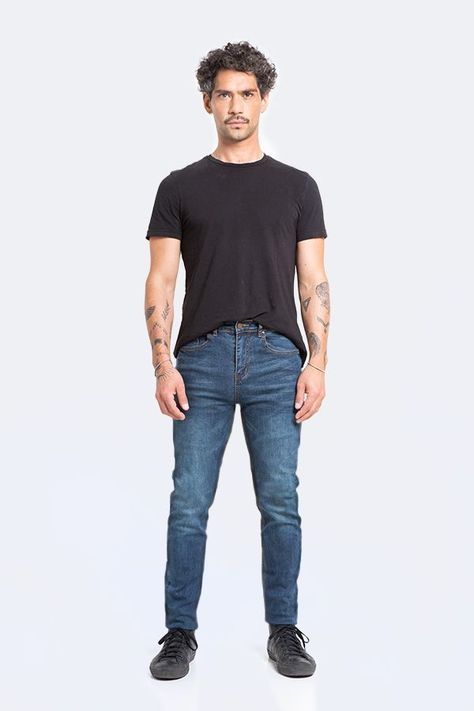 Jeans Hombre Slim Azul Focalizado Suave-1