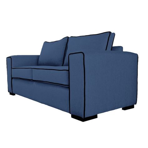 Sofá Gabro Chenille Tipo Lino Azul 3 Cuerpos-2