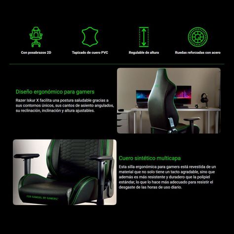 Silla Gamer Profesional Razer Iskur X-2
