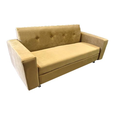 Sofa 3 Cuerpos Alonso Mostaza Felpa Pmetal-0