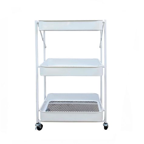 Carro Organizador Plegable con Ruedas  Blanco-0