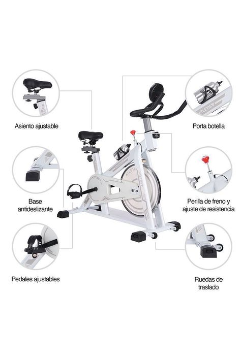 Bicicleta Spinning Pro II con Monitor LCD Blanca-3