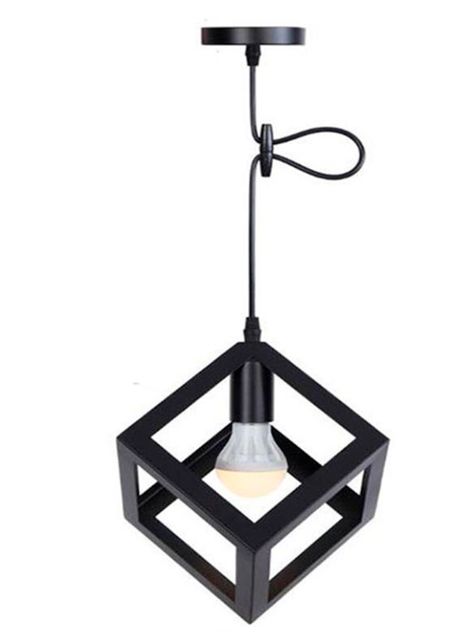 Lampara de hierro colgante vintage cubo-0