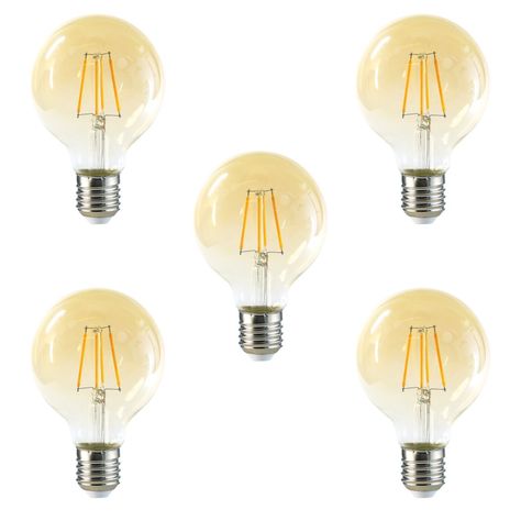 Pack 5 Ampolleta Globo LED E-27 Filamento 6W G80 SEC-0