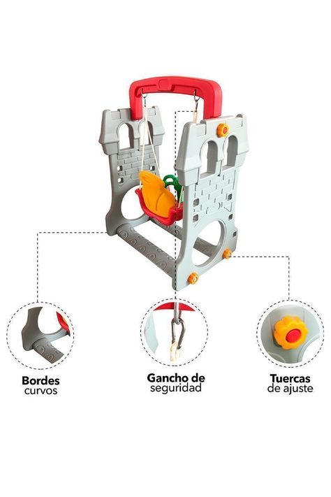 Castillo Columpio Infantil Gris-3
