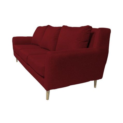 Sofá Lenora Chenille Tipo Lino Rojo 3 Cuerpos-1