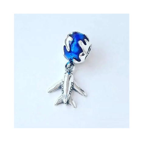 Charm Avión y Mundo en Plata Fina 925 SILVER HEART-1