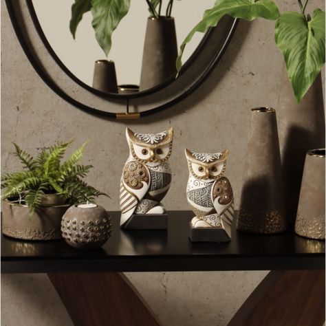 Figura Decorativa Búho White Brown II-2