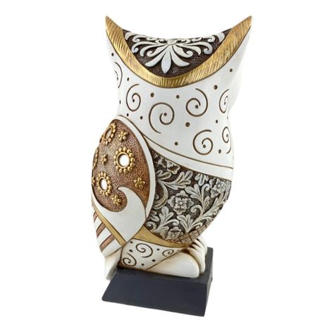 Figura Decorativa Búho White Brown II-1