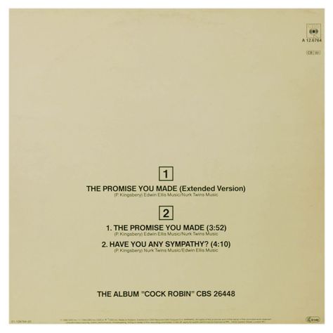 COCK ROBIN - THE PROMISE YOU MADE 12" MAXI SINGLE VINILO USADO-1