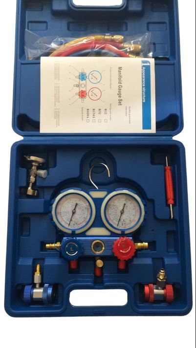 MANIFOLD MANOMETRO AUTOMOTRIZ R134 INCLUYE ACOPLES -0