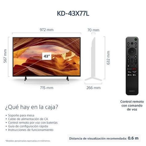 LED Smart TV 43" 4K HDR Google TV KD-43X77L-1