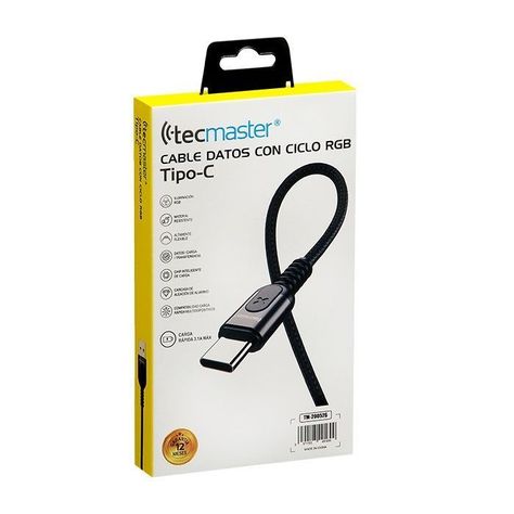 Cable Usb Tipo C 1.2m Led Rgb Tecmaster-0