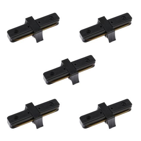 Pack 5 Conectores Para Carril Monofásico De Iluminación LED "Recto" Negro-0