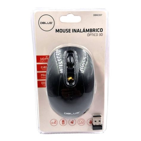 Mouse Inalambrico Optico 3D 1000DPI Negro Dblue-1
