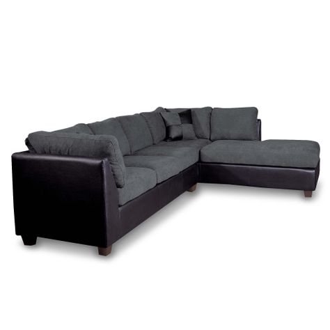 SECCIONAL PADUA DER PU NEGRO/TELA VELVET GRIS-2