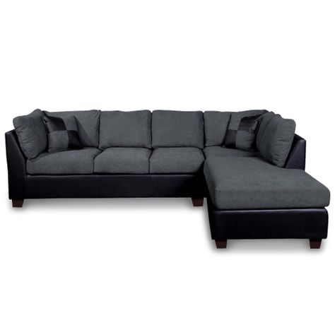 SECCIONAL PADUA DER PU NEGRO/TELA VELVET GRIS-0