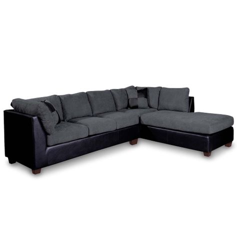 SECCIONAL PADUA DER PU NEGRO/TELA VELVET GRIS-1