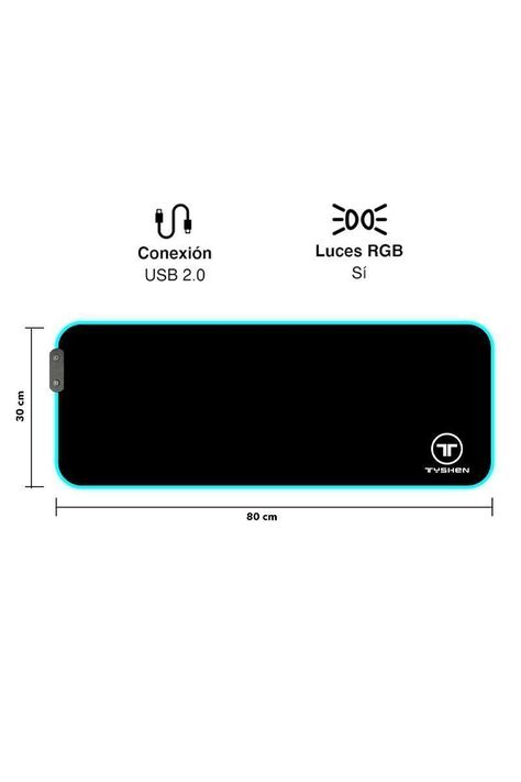 Mouse Pad Gamer Luces Led RGB 30x80 cm Negro-2