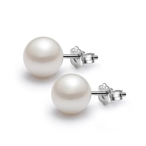 Aros Perla Cultivada Plata 925 - 8 mm-0