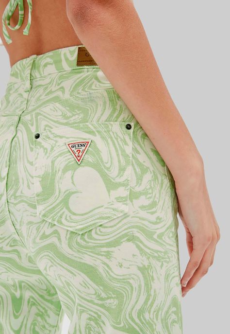 Jeans Guess Go J Balvin Aop Denim Slit F83H Verde-4