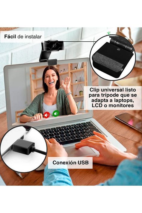 Cámara Web de 1080P con Trípode Beacon Negro-2