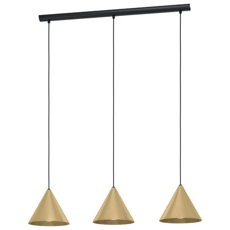 LAMPARA COLGANTE  NARICES ACERO NEGRO DORADO E27 3X40W IP20 COD.99592-0