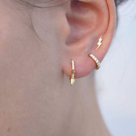 Aros Aritos Rayo Plata Bañado Oro - Mabelita-3