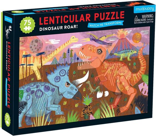 PUZZLE 75PCS LENTICULAR, RUGIDO DE DINOSAURIO-0