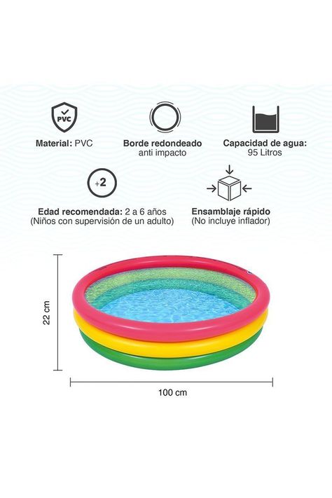 Piscina Infantil Redonda 95 L 22x100 cm Multicolor-2