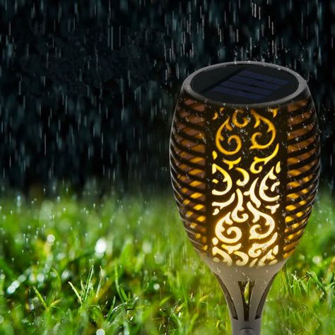Antorcha LED Estaca Efecto Llama Para Exterior con Carga Solar-5