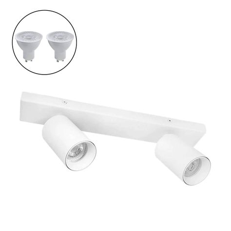Foco Spotlight Blanco 2x Con Ampolleta 5,5W GU-10 Cálida M-0